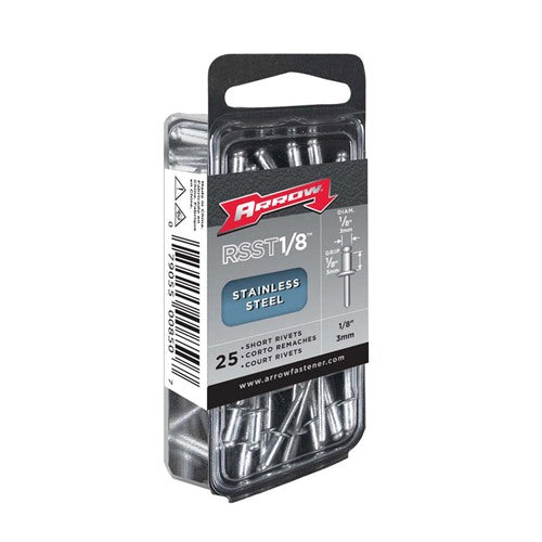 Arrow 1/8 in. D X 1/8 in. Stainless Steel Rivets Silver 25 pk