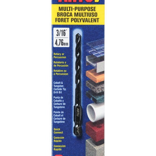ARTU 3/16 in. X 3-1/2 in. L Tungsten Carbide Tipped Drill Bit Quick-Change Hex Shank 1 pc