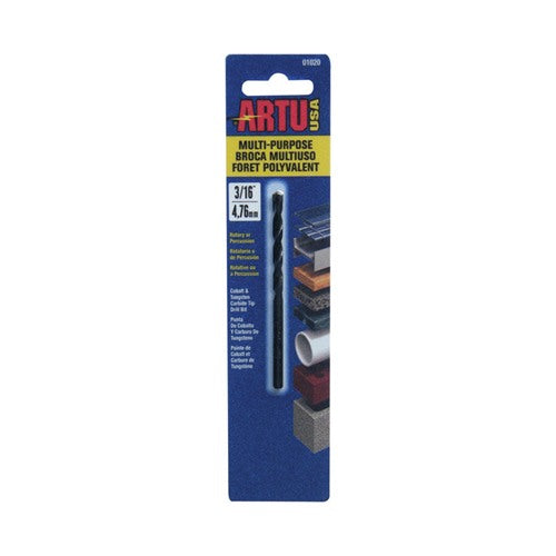 ARTU 3/16 in. X 3-1/2 in. L Tungsten Carbide Tipped Drill Bit Straight Shank 1 pc