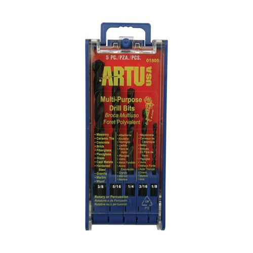 ARTU Tungsten Carbide Tipped Drill Bit Set Round Shank 5 pc