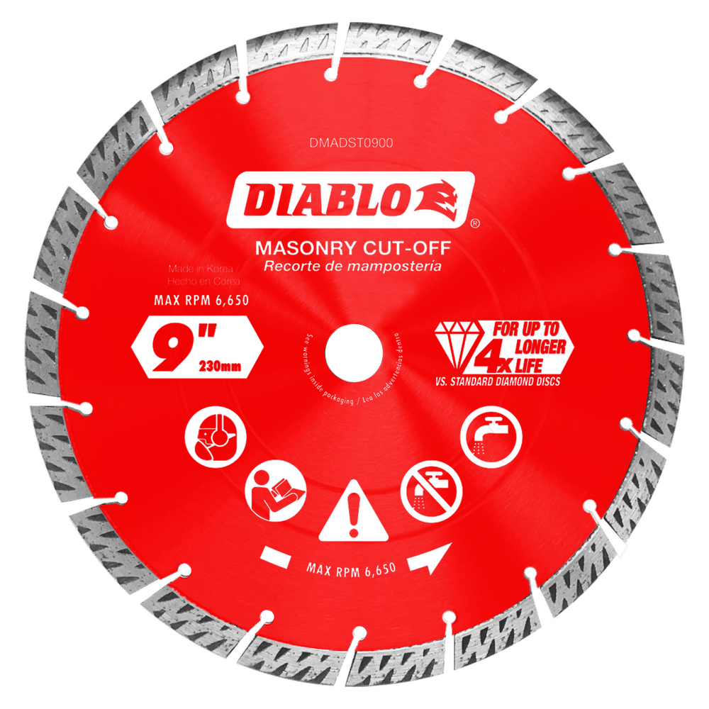 Diablo 9 in. D X 7/8 in. X .102 in. thick Diamond Turbo Rim Masonry Cut-Off Disc