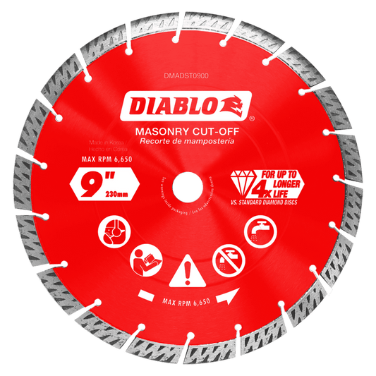 Diablo 9 in. D X 7/8 in. X .102 in. thick Diamond Turbo Rim Masonry Cut-Off Disc
