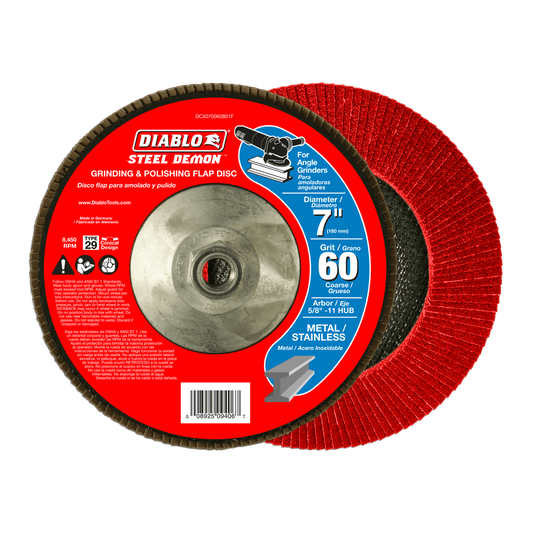 Diablo Steel Demon 7 in. Zirconia Aluminum Oxide Bolt-On Flap Disc 60 Grit Coarse 1 pk