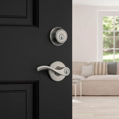 Balboa SmartKey Traditional Satin Nickel Entry Lever and Deadbolt Set KW1 1-3/4 in.