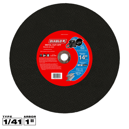 Diablo 14 in. D X 1 in. X 1/8 in. thick Aluminum Oxide High Speed Metal Cut-Off Disc 1 pk