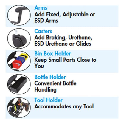 Bench Depot ESD, CLEANROOM Fabric, Vinyl & POLYURETHANE Chair Accessories
