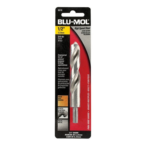 Blu-Mol Xtreme 1/2 in. X 6 in. L High Speed Steel Drill Bit Round Shank 1 pc