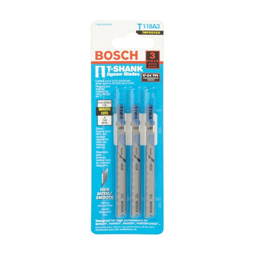 Bosch 3 in. High Carbon Steel T-Shank Wavy set and milled Jig Saw Blade 24 TPI 3 pk
