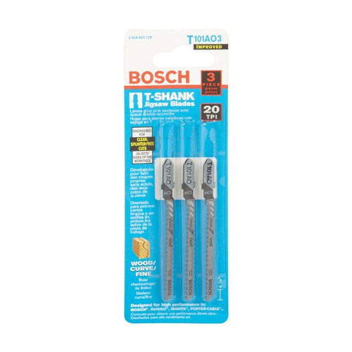 Bosch 3 in. Metal T-Shank Pointed teeth and ground Jig Saw Blade 20 TPI 3 pk