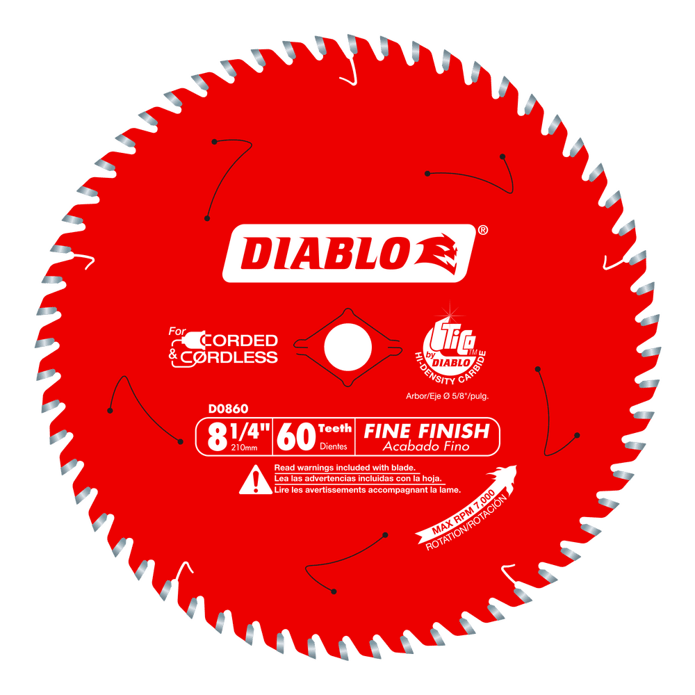 Diablo 8-1/4 in. D X 5/8 in. TiCo Hi-Density Carbide Circular Saw Blade 60 teeth 1 pk