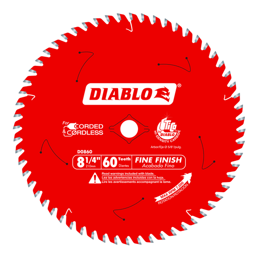 Diablo 8-1/4 in. D X 5/8 in. TiCo Hi-Density Carbide Circular Saw Blade 60 teeth 1 pk