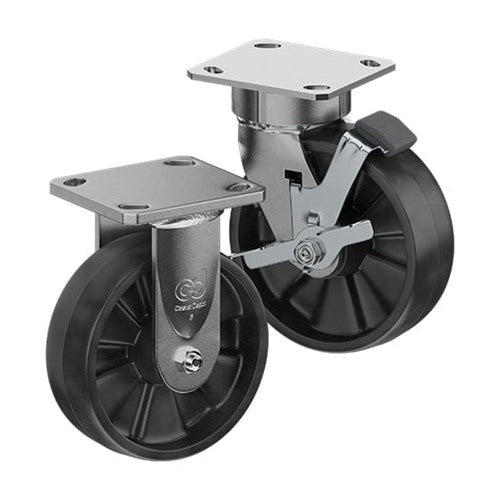 CasterDepot Ergonomic, Top Plate Casters - Glass-Filled Nylon Wheel- Cap. Up To 1400 lbs