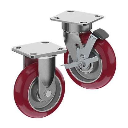 CasterDepot Ergonomic, Top Plate Casters - Poly On Aluminum Wheel - Capacities Up To 1500 lbs