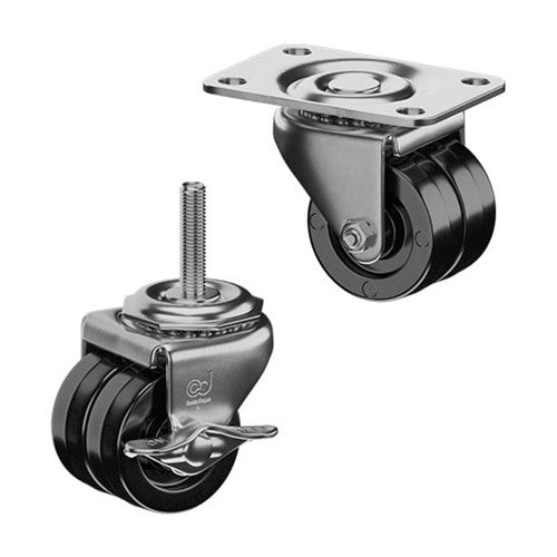 CasterDepot Low Profile Casters - Polyolefin Wheel - Capacities Up To 300 lbs