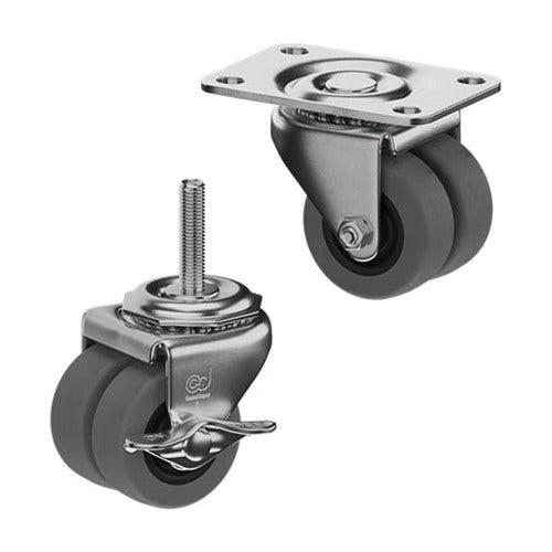 CasterDepot Low Profile Casters - Thermo-Rubber Wheel - Capacities Up To 180 lbs