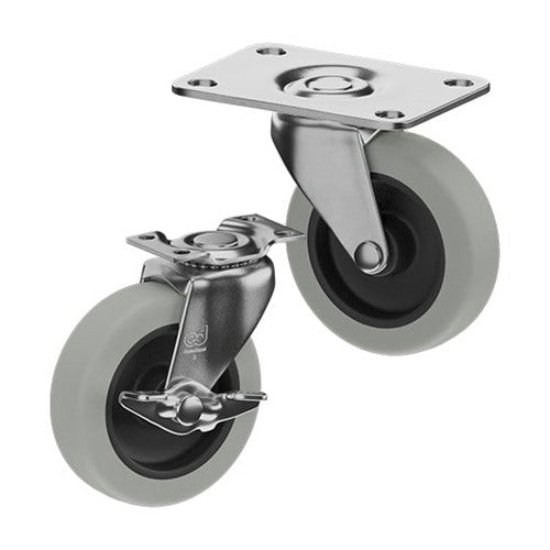 CasterDepot Top Plate Casters - Thermo-Rubber Wheel - Capacities Up To 110 lbs