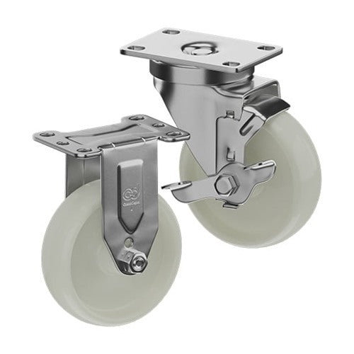 CasterDepot Top Plate Casters - White Nylon Wheel - Capacities Up To 350 lbs