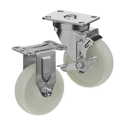 CasterDepot Top Plate Casters - White Nylon Wheel - Capacities Up To 350 lbs