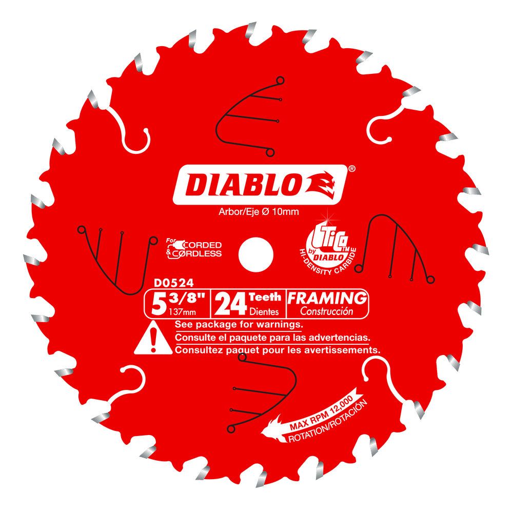 Diablo 5-3/8 in. D X 10 mm TiCo Hi-Density Carbide Trim Saw Blade 24 teeth 1 pk