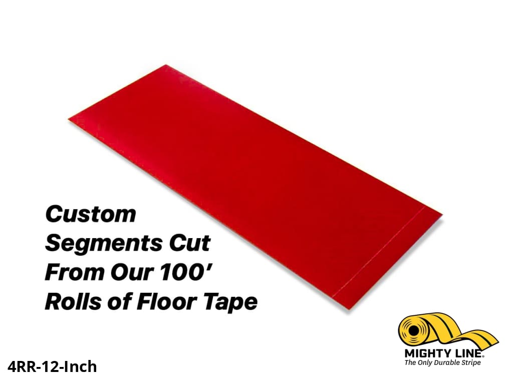 Custom Cut Segments - 4" RED Solid Color Tape - 100'  Roll