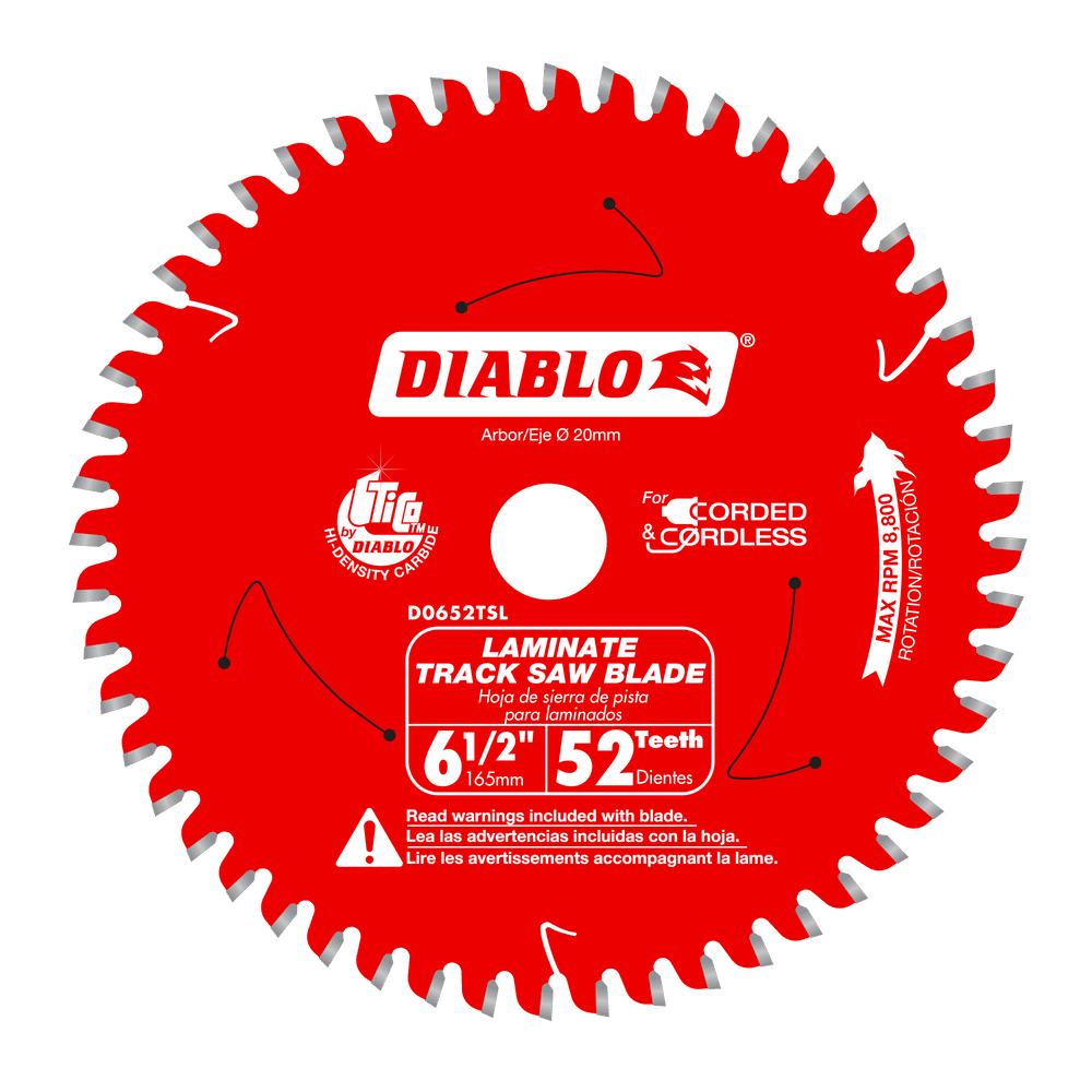 Diablo 6-1/2 in. D X 20 mm Carbide Tipped Track Saw Blade 52 teeth 1 pk