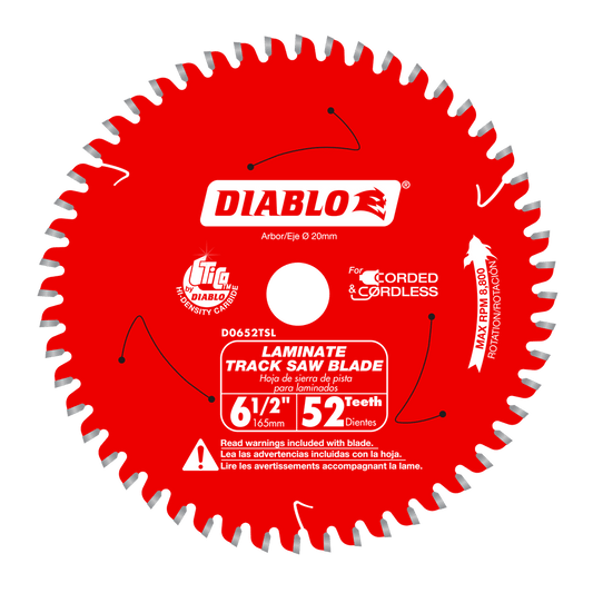 Diablo 6-1/2 in. D X 20 mm Carbide Tipped Track Saw Blade 52 teeth 1 pk