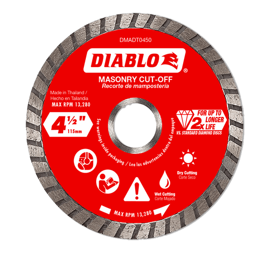 Diablo 4-1/2 in. D X 7/8 in. X .08 in. thick Diamond Masonry Cut-Off Disc 1 pk
