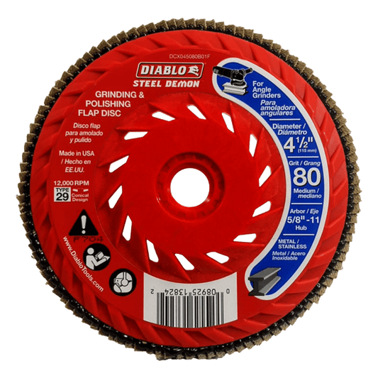 Diablo Steel Demon 4-1/2 in. D X 5/8 in. Zirconia Speed Hub Thread Arbor Flap Disc 80 Grit 1 pk
