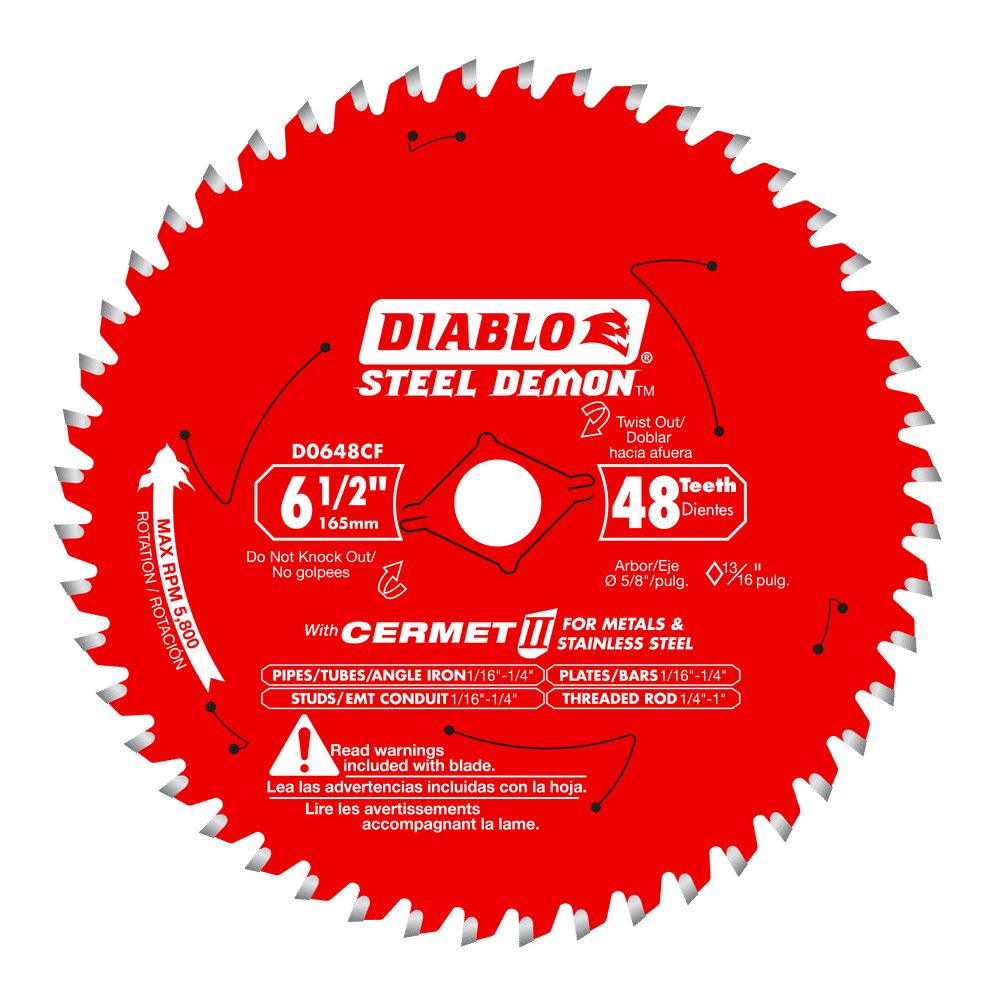 Diablo Steel Demon 6-1/2 in. D X 5/8 in. Stainless Steel Metal Saw Blade 48 teeth 1 pk — 5-Pack