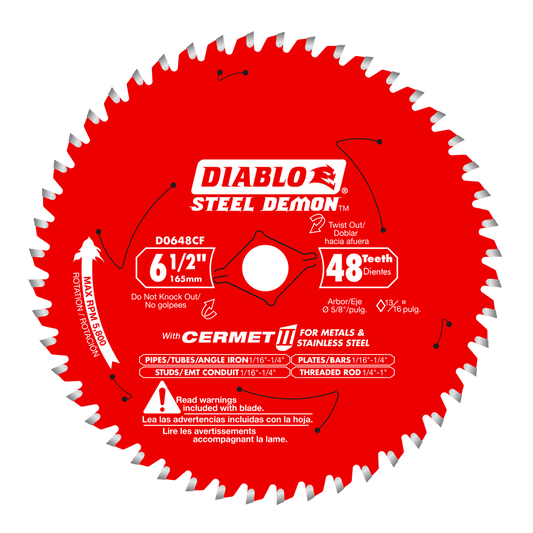 Diablo Steel Demon 6-1/2 in. D X 5/8 in. Stainless Steel Metal Saw Blade 48 teeth 1 pk — 5-Pack