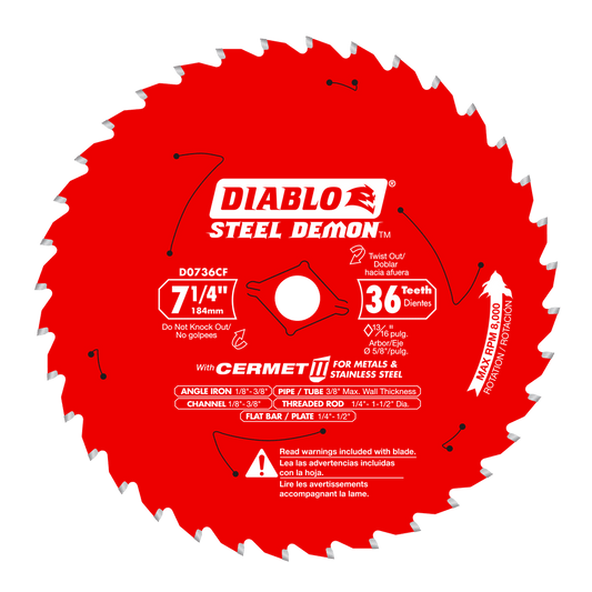 Diablo Steel Demon 7-1/4 in. D X 13/16 in. Cermet Metal Saw Blade 36 teeth 1 pk