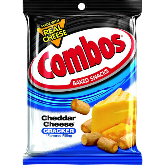 Combos Baked Snacks Cheddar Cheese Filled Crackers 6.3 oz Packet