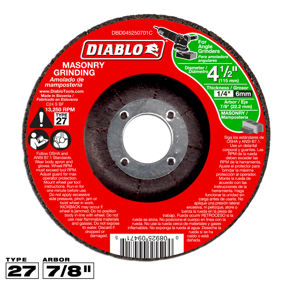 Diablo 4-1/2 in. D X 7/8 in. X 1/4 in. thick Silicon Carbide Masonry Circular Cut-Off Disc 1 pc