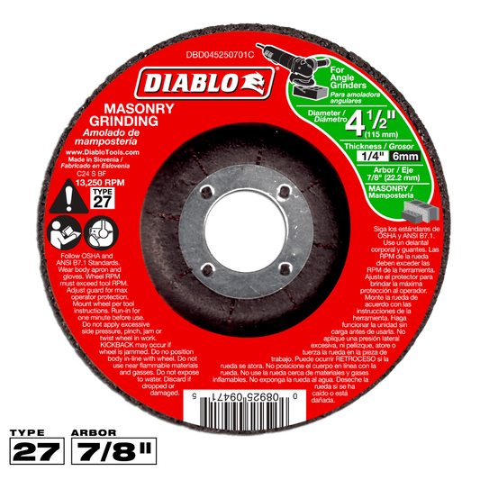 Diablo 4-1/2 in. D X 7/8 in. X 1/4 in. thick Silicon Carbide Masonry Circular Cut-Off Disc 1 pc