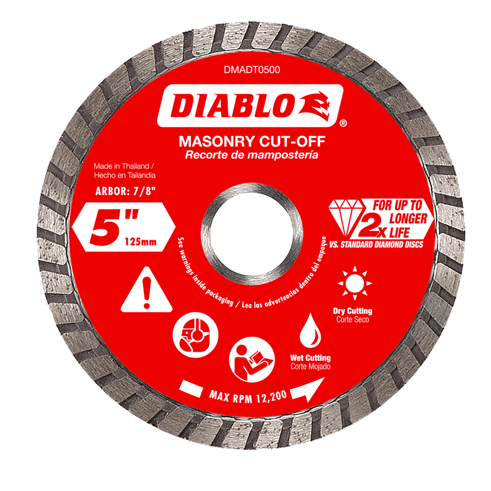 Diablo 5 in. D X 7/8 in. X .08 in. thick Diamond Masonry Cut-Off Disc 1 pk