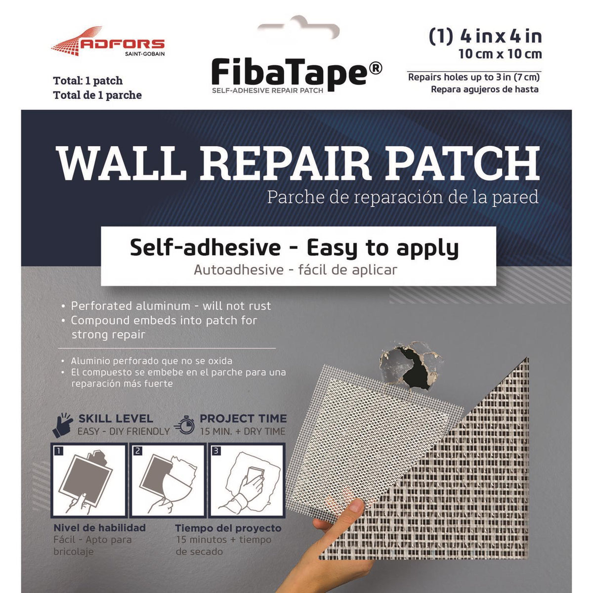 WALL PATCH WHT 4"X4"