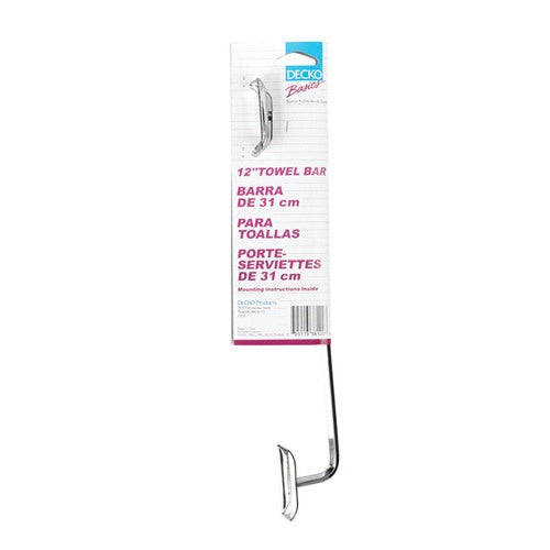 DECKO Diamond Chrome Silver Towel Bar 12 in. L Steel
