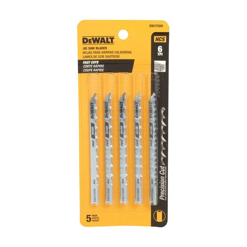 DEWALT 4 in. High Carbon Steel U-Shank Jig Saw Blade 6 TPI 5 pk