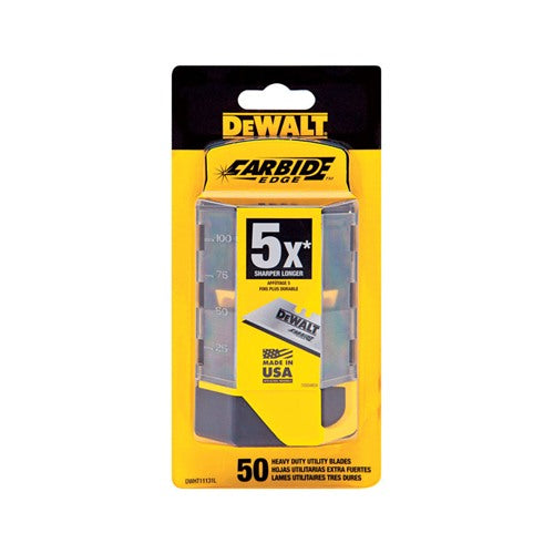 DeWalt Carbide Edge Steel Heavy Duty Utility Blade 2-1/2 in. L 50 pc