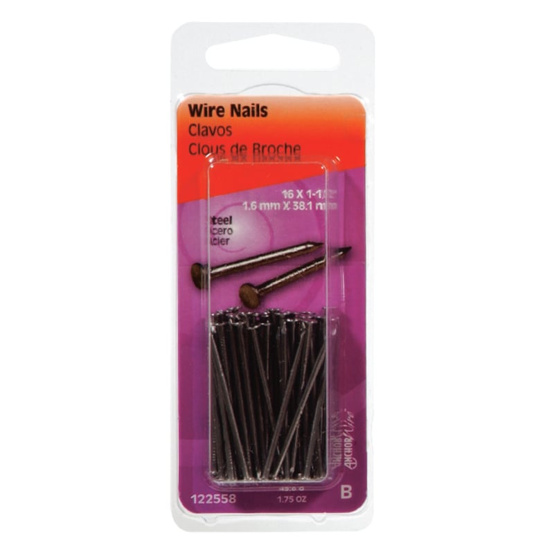 HILLMAN Anchor Wire 1-1/2 in. Wire Bright Steel Nail Flat Head