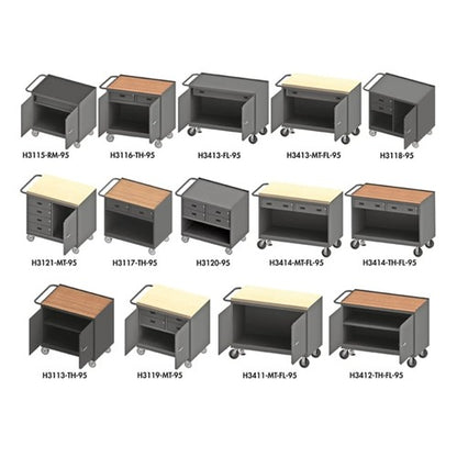 Durham 36/48in W Mobile Bench Cabinets