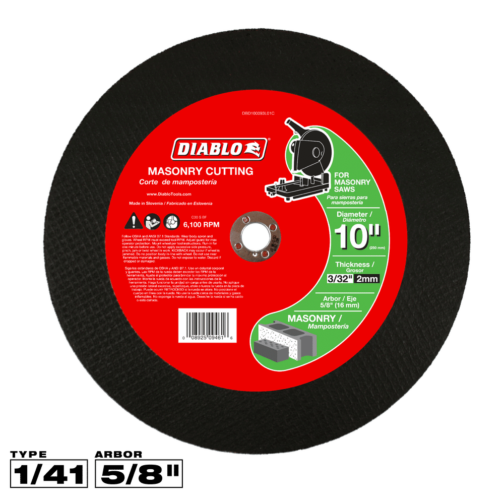 Diablo 10 in. D X 5/8 in. X 3/32 in. thick Aluminum Oxide Masonry Cut-Off Disc 1 pk