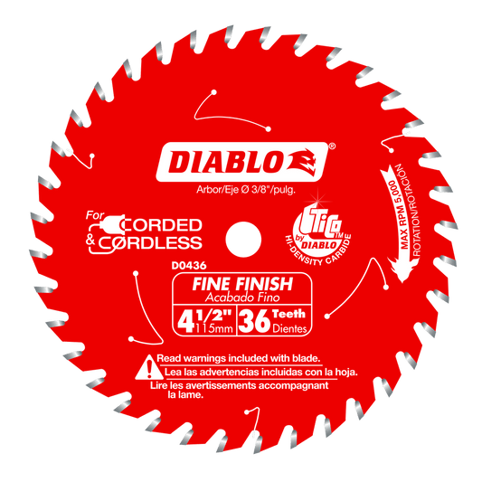 Diablo 4-1/2 in. D X 3/8 in. Fine Finish TiCo Hi-Density Carbide Circular Saw Blade 36 teeth 1 pk