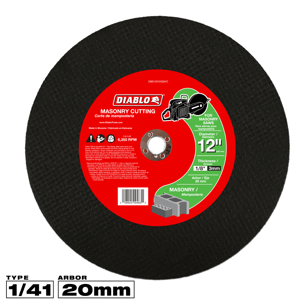 Diablo 12 in. D X 20 mm X 1/8 in. thick Silicon Carbide Masonry Cut-Off Disc 1 pc