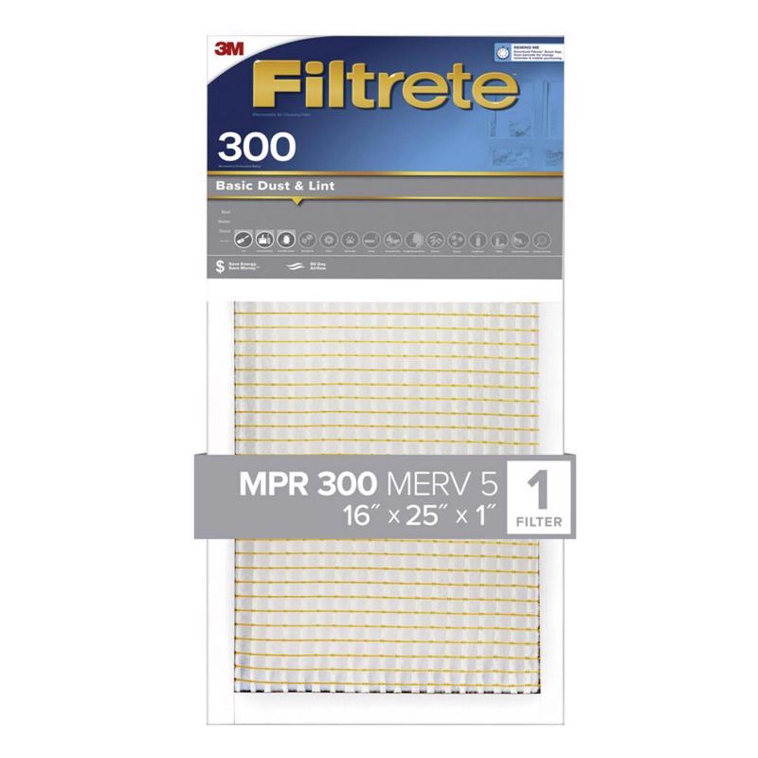Filtrete 16 in. W X 25 in. H X 1 in. 300 MPR Pleated Filter Dust 1 pk