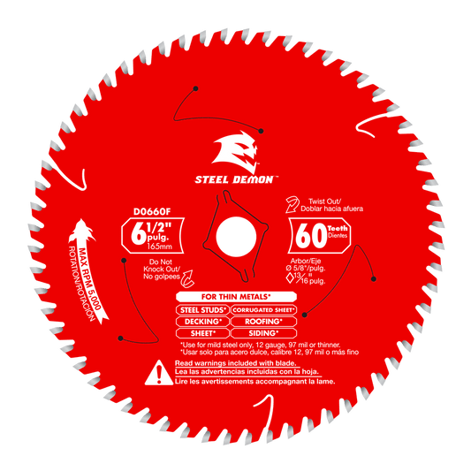 Diablo Steel Demon 6-1/2 in. D X 5/8 in. TiCo Hi-Density Carbide Metal Saw Blade 60 teeth 1 pk