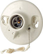 Leviton Porcelain Incandescent Medium Base Pull Chain Socket w/Outlet 1 pk