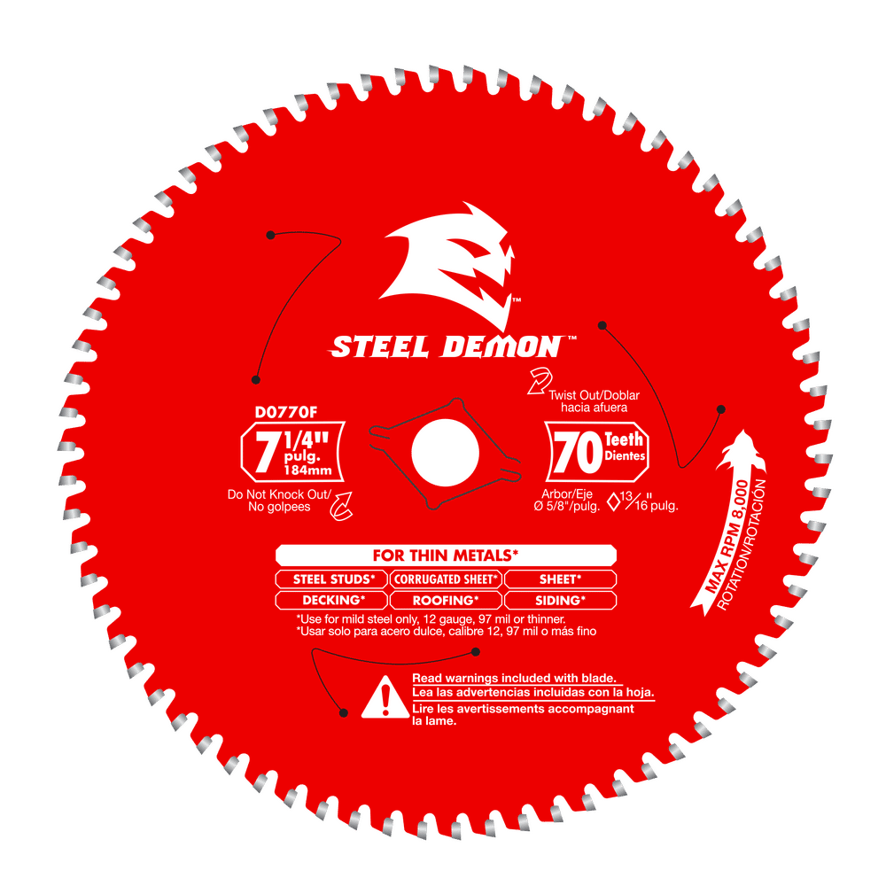 Diablo Steel Demon 7-1/4 in. D X 5/8 in. TiCo Hi-Density Carbide Circular Saw Blade 70 teeth 1 pk
