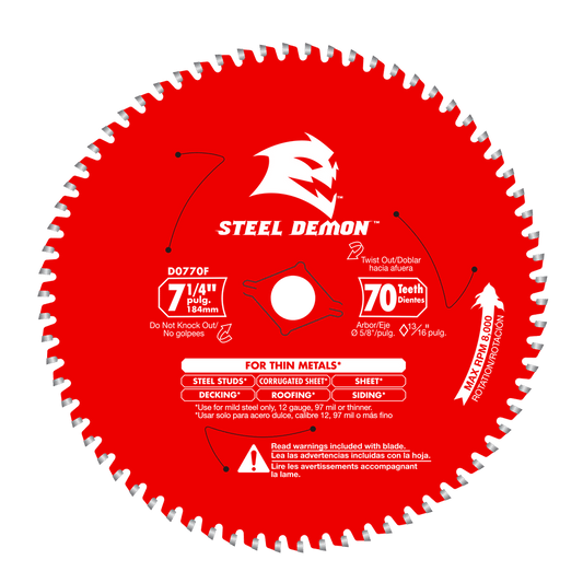 Diablo Steel Demon 7-1/4 in. D X 5/8 in. TiCo Hi-Density Carbide Circular Saw Blade 70 teeth 1 pk