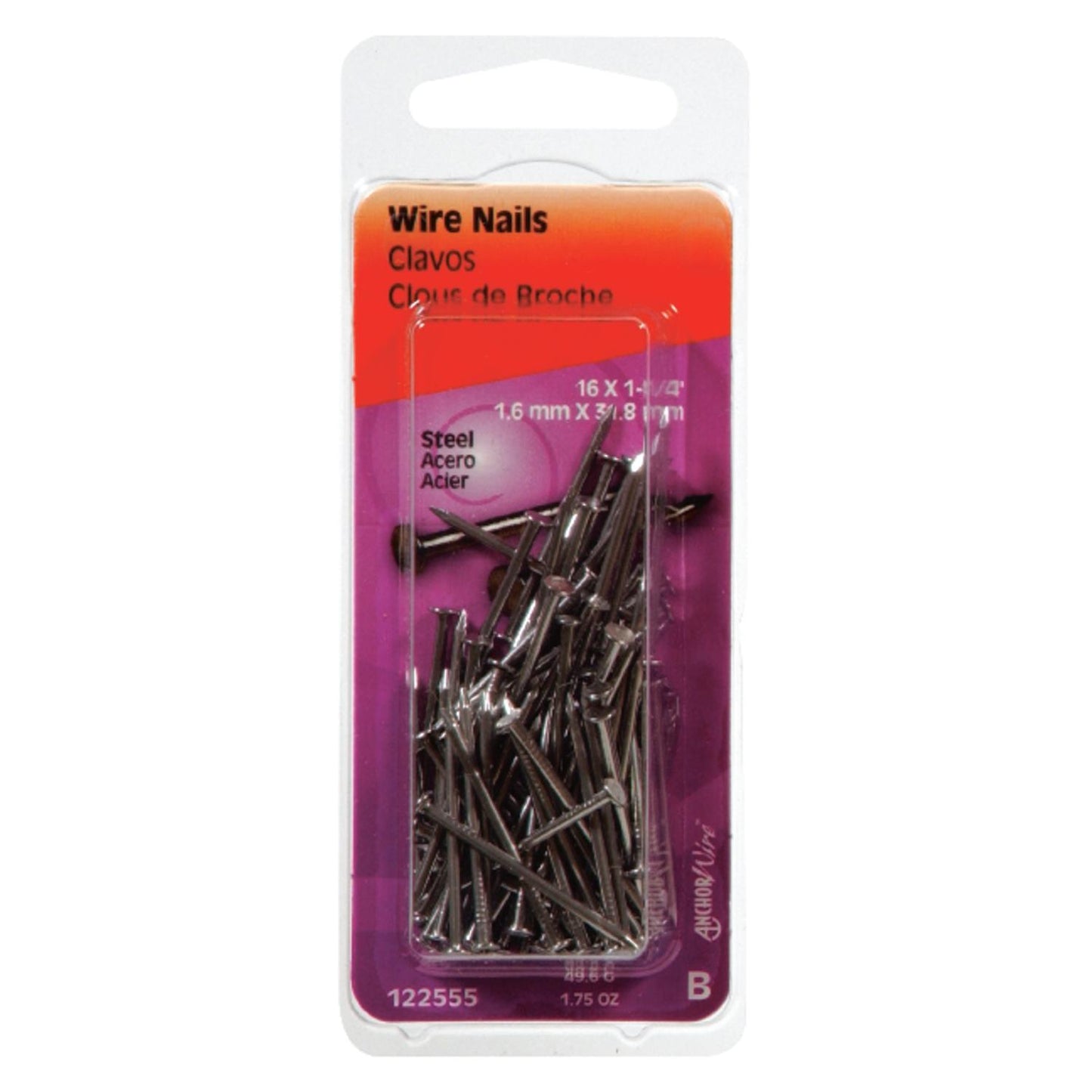 HILLMAN Anchor Wire 16 Ga. X 1-1/4 in. L Bright Steel Wire Nails 1 pk 1.75 oz